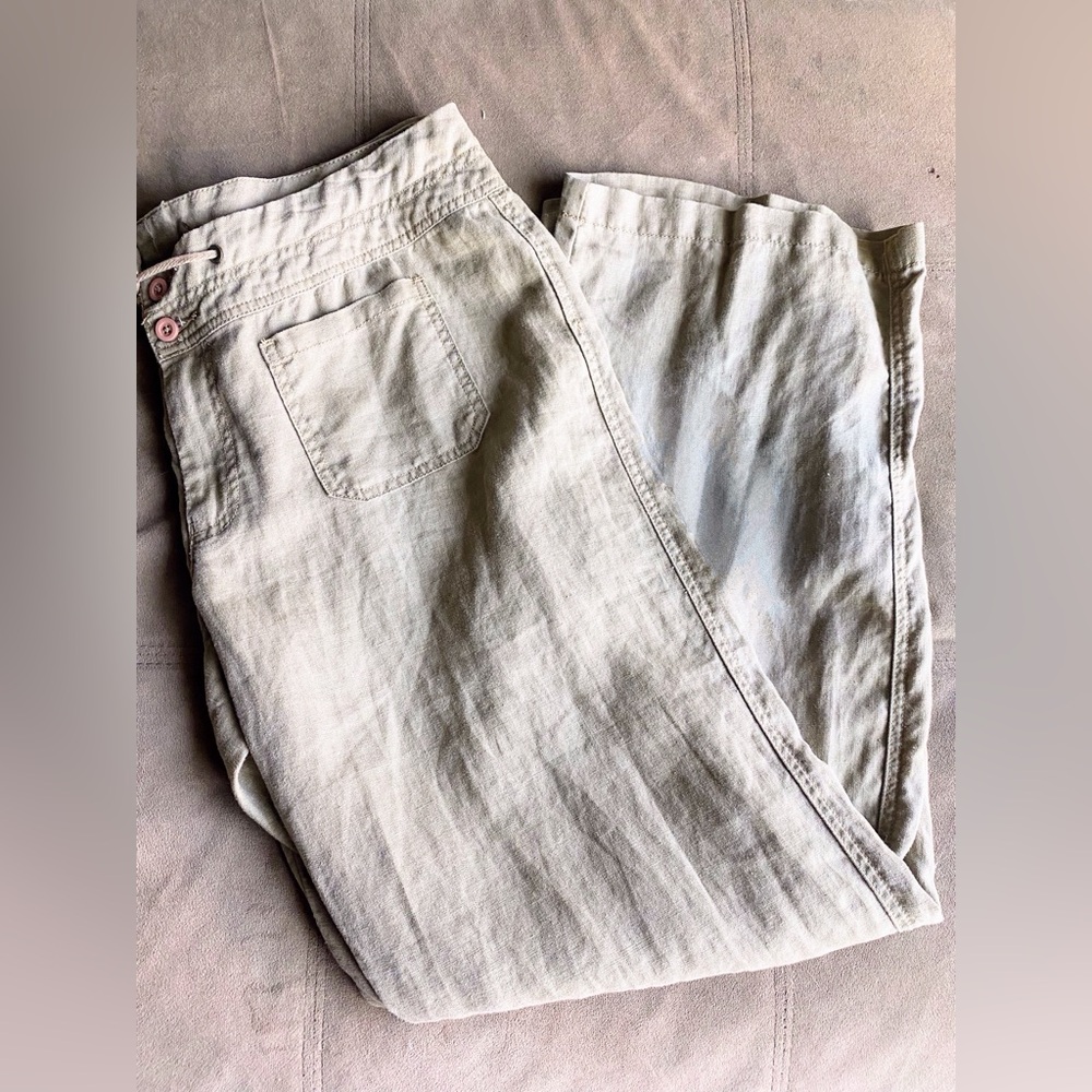 CAbi Wide-Leg Linen-Blend Pants in Soft Taupe